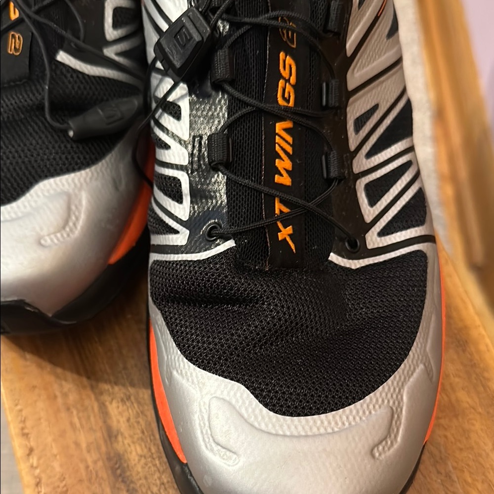 Salomon XT-Wings 2 Black Silver Vibrant Orange Men's Shoes size 9.5. - Picture 8 of 16
